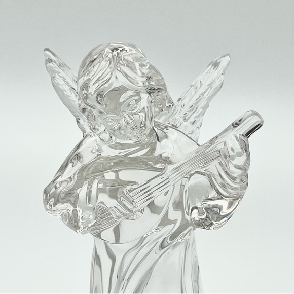 Vintage Mikasa Herald Collection Angel Mandolin Figurine Crystal Germany 1980s - Picture 5 of 12